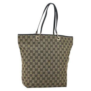 GUCCI GG Canvas Tote Bag Navy Gold 002 1098 3444 Auth ep11540